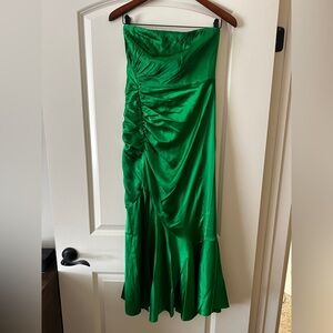 Cinq à Sept Asymmetrical Green Satin Dress
